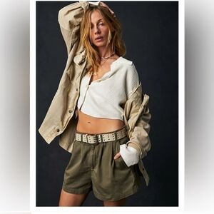 NWT Free People Chino Shorts in Army green
